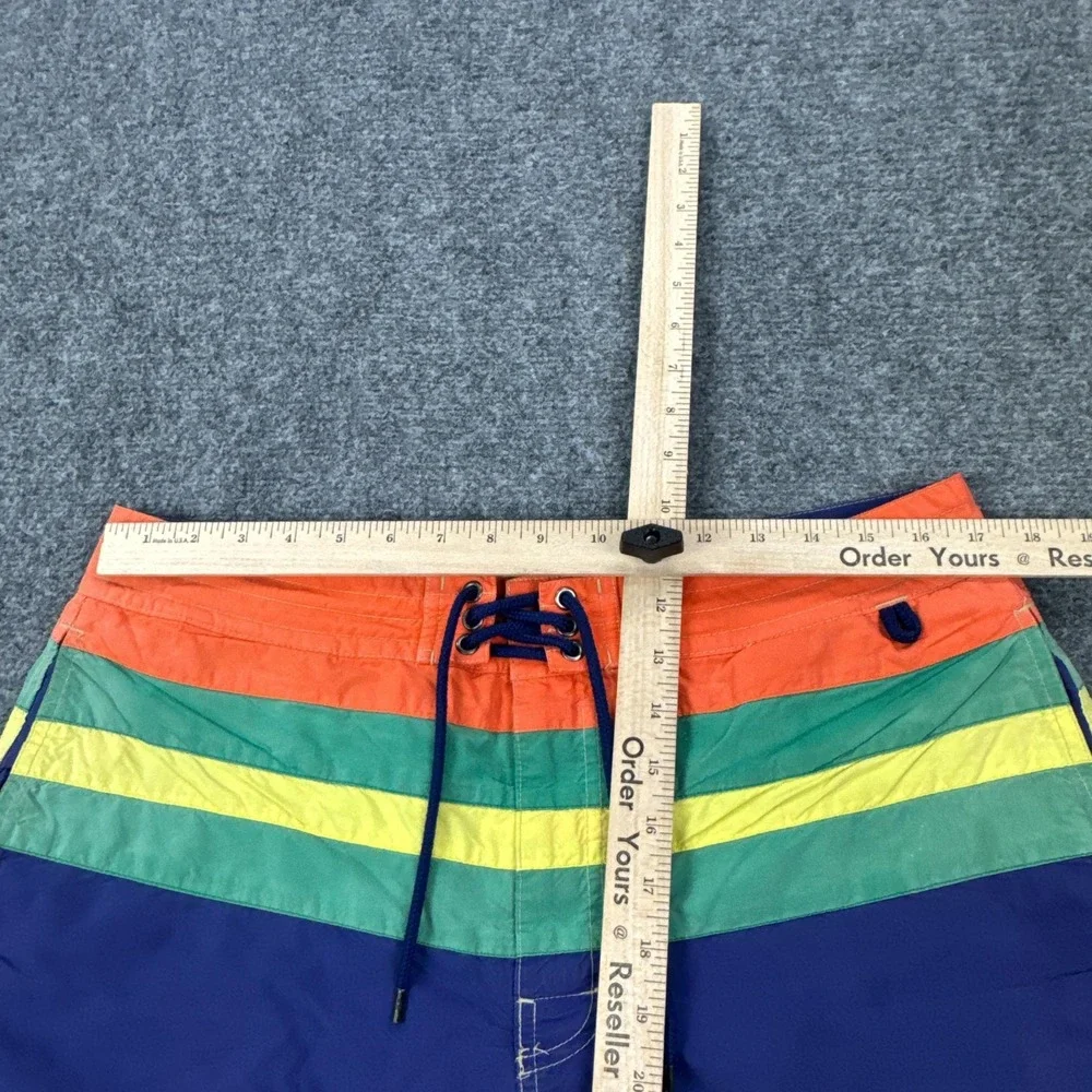Polo Ralph Lauren Board Shorts Mens 34 Blue Striped Swim Trunks Lined Drawstring